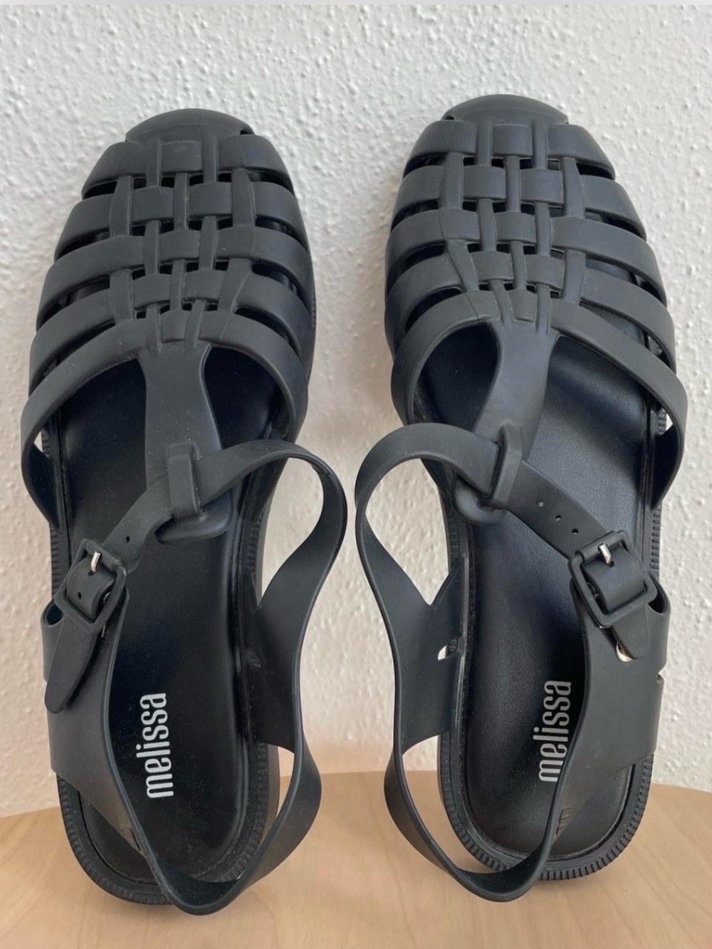 Melissa Black Woven Jelly Sandals with Buckle Strap